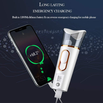 Handy Nano Mist Sprayer with Skin Analyzer Moisture Tester, Portable Facial Atomization Eyelash Extensions Steamer Mister,Mini Cool with Large Capacity,Face Moisturizing,Hydration Refreshing